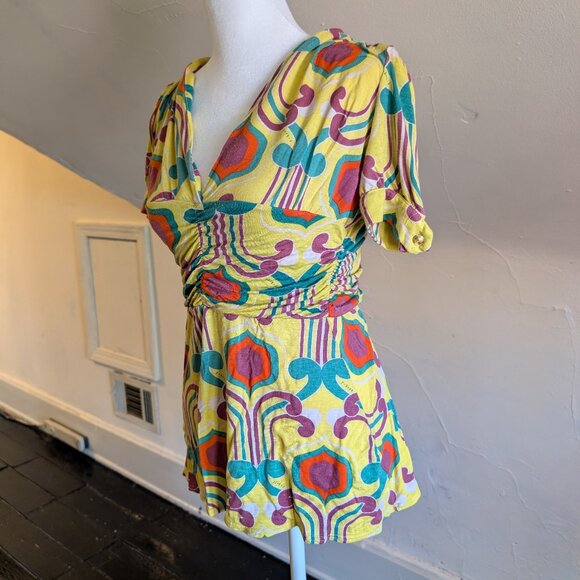 RARE funky mod print blouse ASO alex russo wizards of waverly place (XS) - Picture 5 of 8